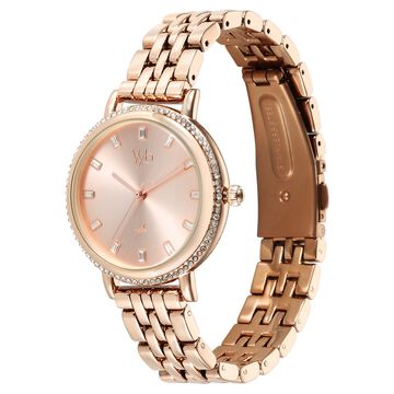 Fastrack Vyb Enigma Quartz Analog Rose Gold Dial Rose Gold Metal Strap Watch For Women