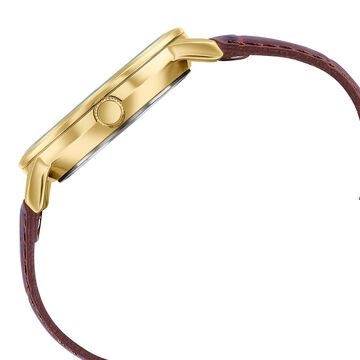 Sonata Jashn Quartz Analog Golden Dial Brown Leather Strap Watch For Men