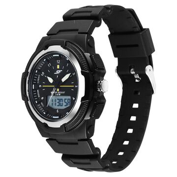 SF Maverick Quartz Digital Ana Digi Black Dial PU Strap Watch For Men
