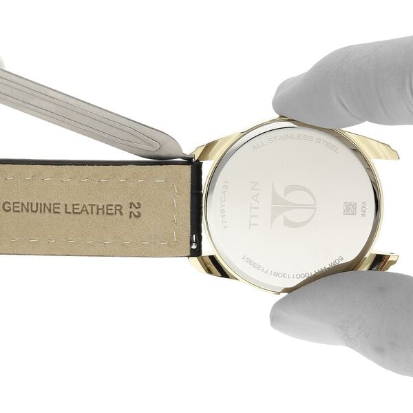 22 mm Black Genuine Leather Strap for Men - image number 5
