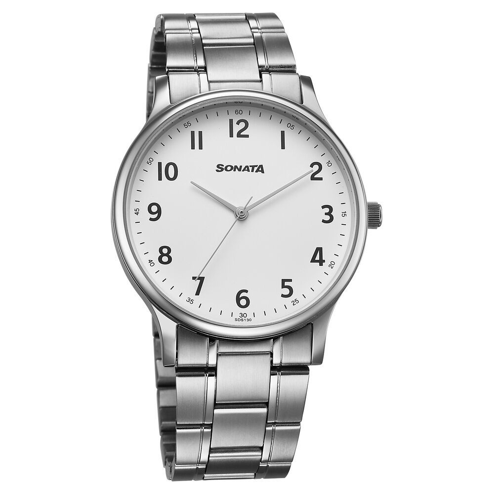 Sonata Aspire Quartz Analog White Dial Stainless Steel Strap Watch For Men-picture-12