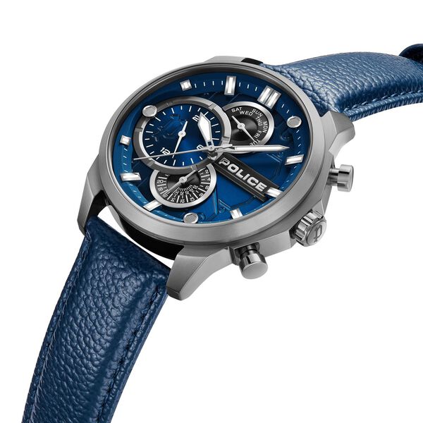 Police Quartz Multifunction Blue Dial Blue Leather Strap Watch for Men - image number 1