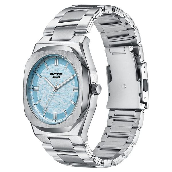 Poze Poze Quartz Analog Blue Dial Blue Metal Strap Watch For Men - image number 2