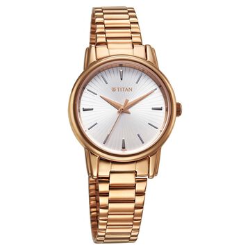 Titan Karishma Quartz Analog Silver Dial Rose Gold Stainless Steel Strap Watch For Women