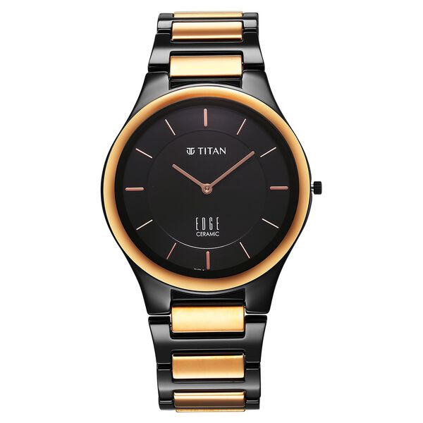 Titan Edge Ceramic Quartz in Midnight Gold with Black Dial Watch for Men - image number 0