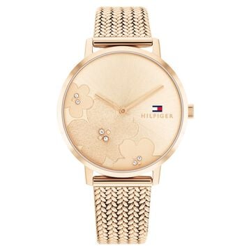 Tommy Hilfiger Quartz Analog Rose Gold Dial Stainless Steel Strap Watch for Women