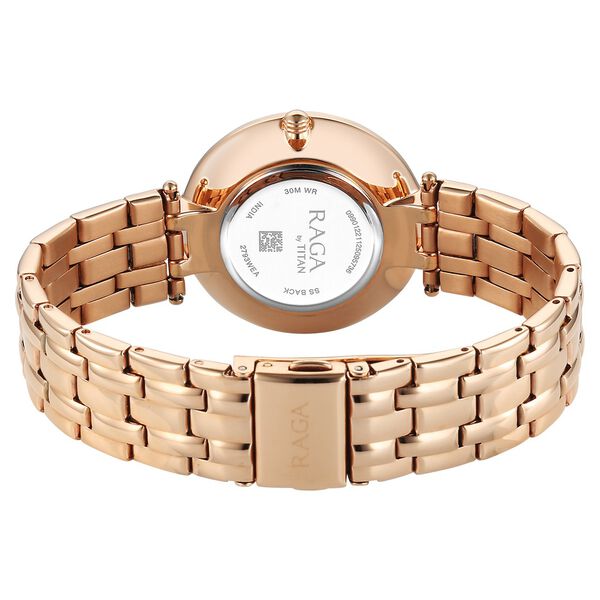 Titan Raga DEC Blaze Quartz Analog Brown Mother Of Pearl Dial Rose Gold Metal Strap Watch For Women - image number 5
