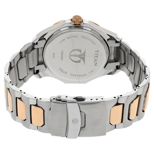 Titan Quartz Multifunction Black Dial Stainless Steel Strap Watch for Men - image number 3