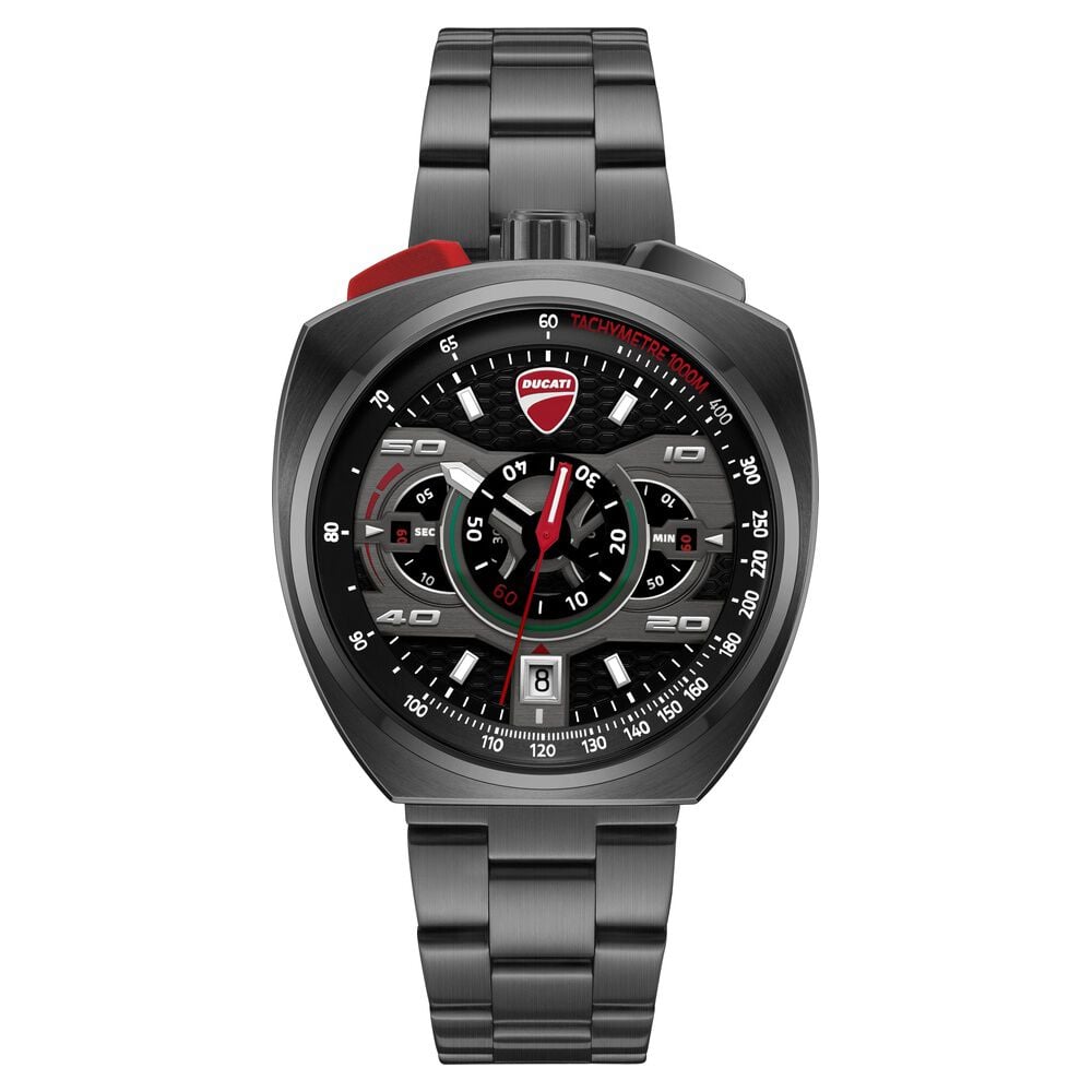 Ducati Quartz Chronograph Black Dial Black Stainless Steel Strap Watch For Men-image-20