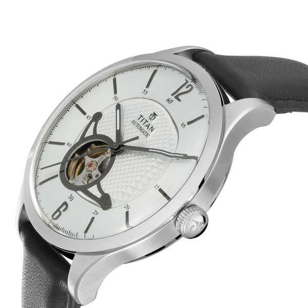 Titan Automatic Champagne Dial Indigo Leather Strap Watch for Men - image number 2