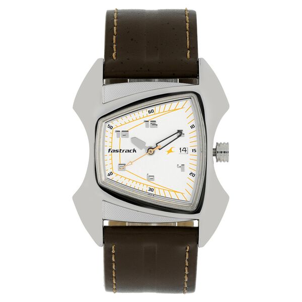 Fastrack Quartz Analog Silver Dial Leather Strap Watch for Guys - image number 0