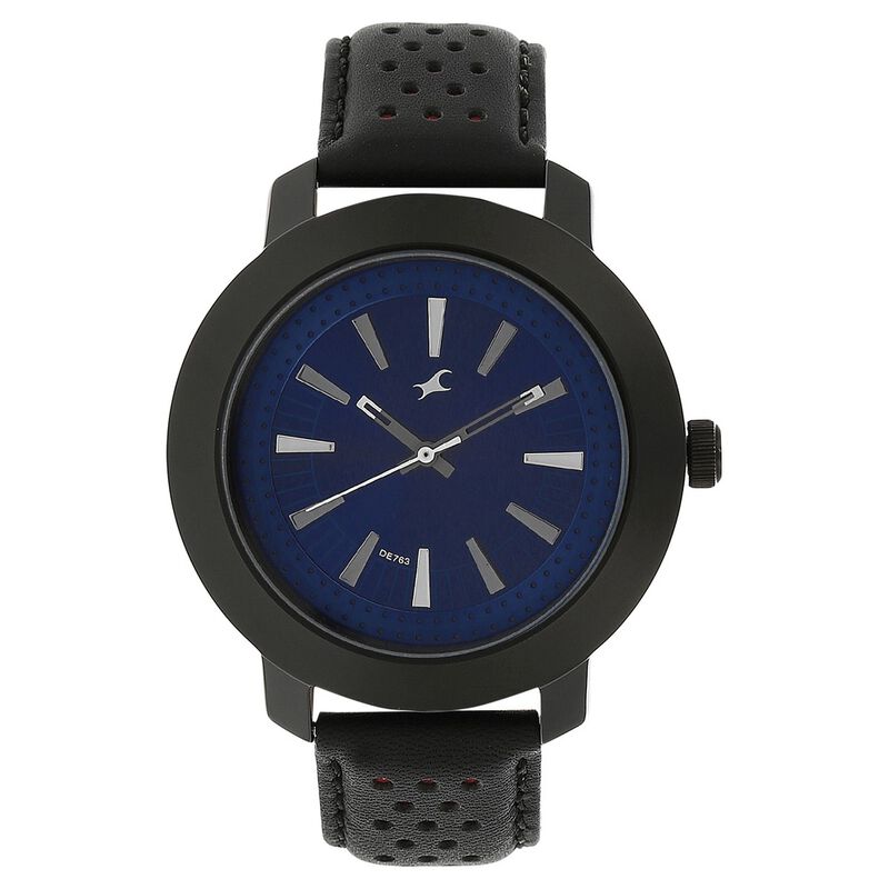 Fastrack Quartz Analog Blue Dial Leather Strap Watch for Guys
