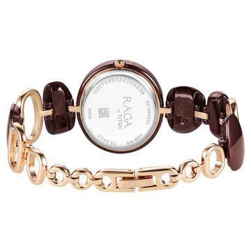Titan Raga Ceramics Quartz Analog Brown Mother of pearl Dial Metal & Ceramic Strap Strap Watch For Women