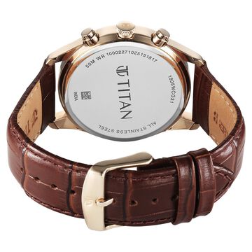 Titan Classique Neo Splash Analog with Cream Dial Brown Leather Strap Watch for Men