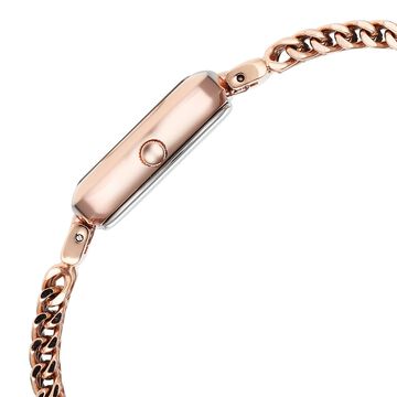 Fastrack Vyb Showstopper Quartz Analog Black Dial Rose Gold Metal Strap Watch For Girls