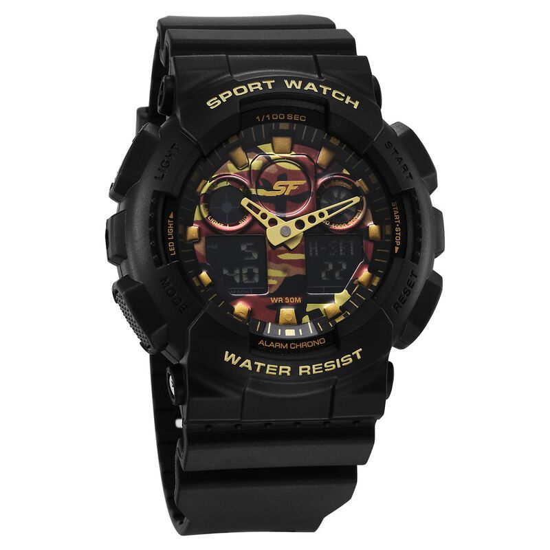 SF Vigour Quartz Digital Analog Digital Multicolor Dial With Black Color Plastic Strap Watch For Unisex