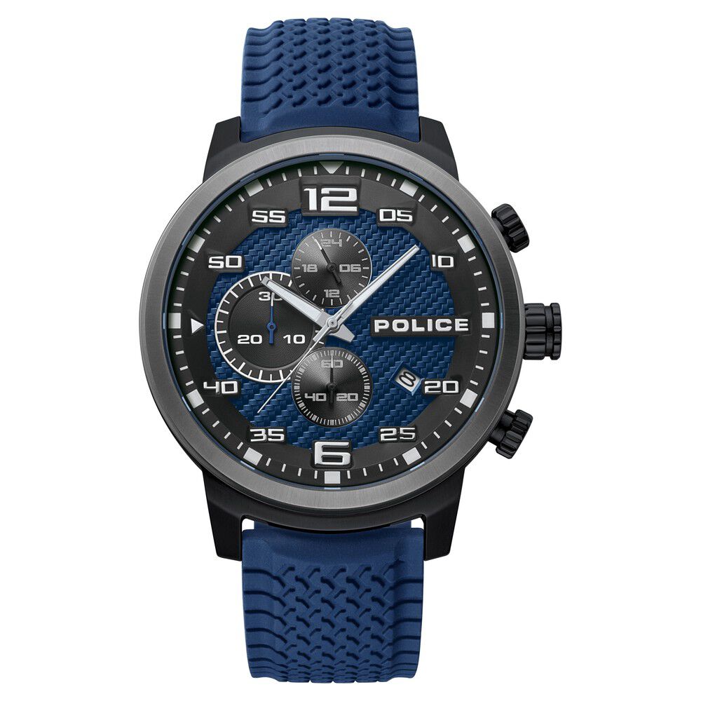 Buy Online Police Quartz Chronograph Blue Dial Silicone Strap