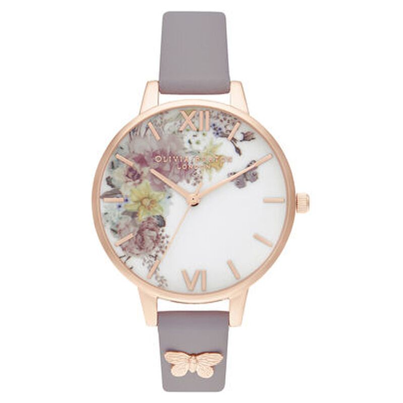 Olivia Burton Quartz Analog White Dial Leather Strap Watch for Women