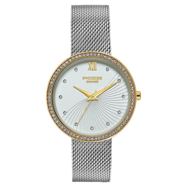 Poze By Sonata Quartz Analog White Dial Silver Metal Plated Strap Watch For Women - image number 1