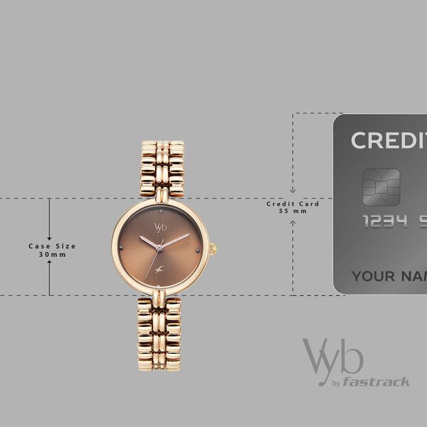 Vyb Charmer By Fastrack Quartz Analog Brown Dial Rose Gold Metal Strap Watch For Girls - image number 3