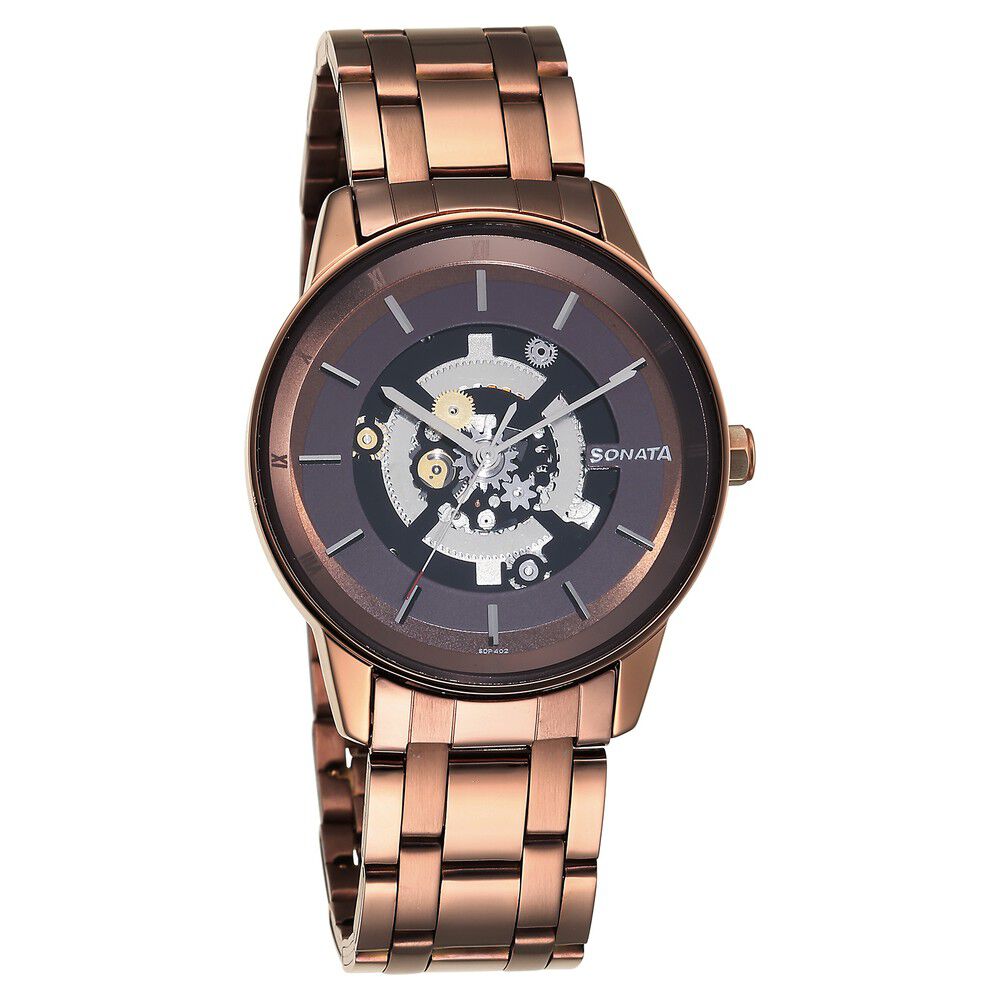 Sonata Unveil Quartz Analog Brown Dial Stainless Steel Strap Watch for Men-picture-44