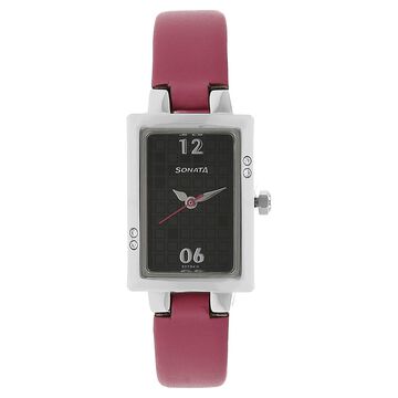 Sonata Quartz Analog Black Dial Leather Strap Watch for Women