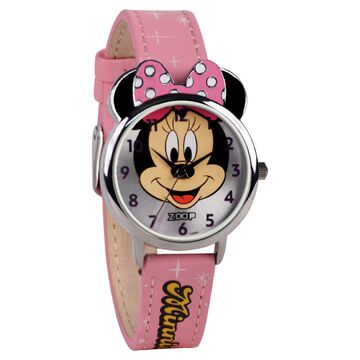 Zoop Disney Minnie Mouse Analog Watch with Silver Dial & Pink Strap for Girls Kids, from House of Titan