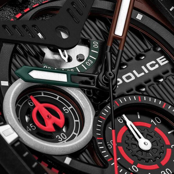 Police Quartz Chronograph Black Dial Multicoloured SILICONE Strap Watch For Men - image number 3