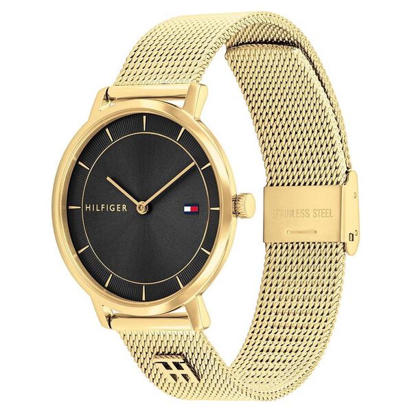 Buy Online Tommy Hilfiger Quartz Analog Black Dial Golden Stainless ...