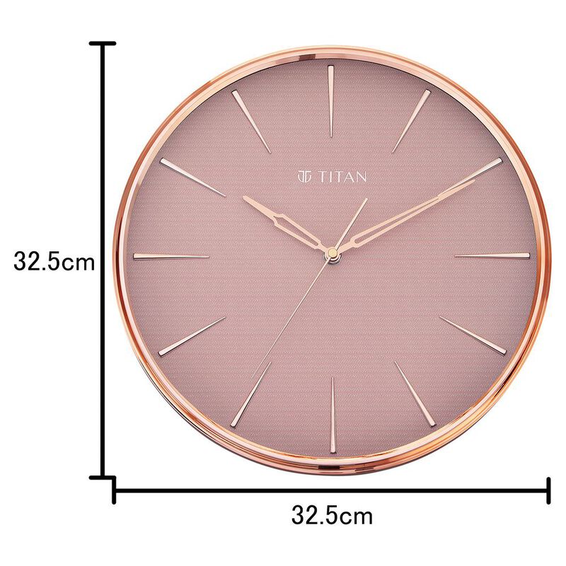 Titan Contemporary Rustic Pink Wall Clock in a Glossy Finish with a Textured Dial 32.5 x 32.5 cm (Medium) - image number 2