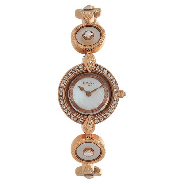 Titan Raga Moonlight Mother of Pearl Dial Quartz Analog Metal Strap Watch for Women - image number 0