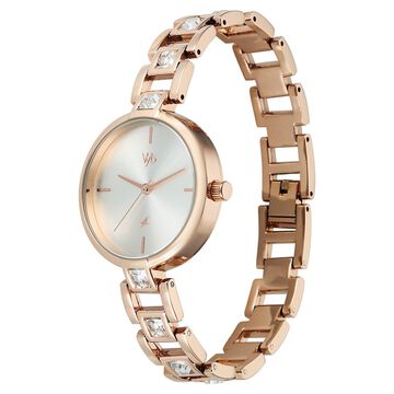 Vyb Manifester By Fastrack Quartz Analog Silver Dial Rose Gold Metal Strap Watch For Girls