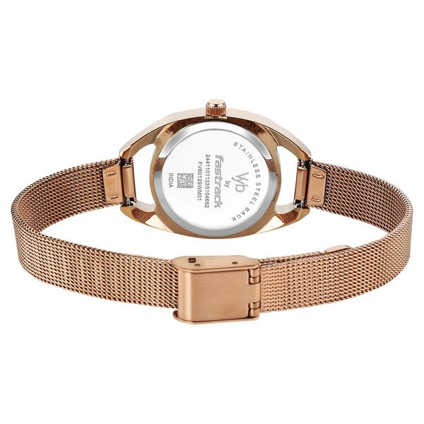 Vyb Spotlight By Fastrack Quartz Analog Silver Dial Rose Gold Stainless Steel Strap Watch For Girls - image number 5