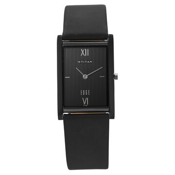 Titan Edge Quartz Analog Black Dial Leather Strap Watch for Men