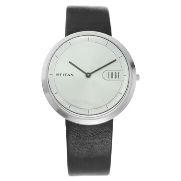Titan Quartz Analog Silver Dial Leather Strap Watch for Men