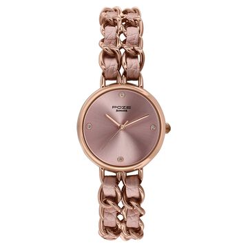 Poze Poze Quartz Analog Pink Dial Two Toned Metal & Leather Strap Watch For Women
