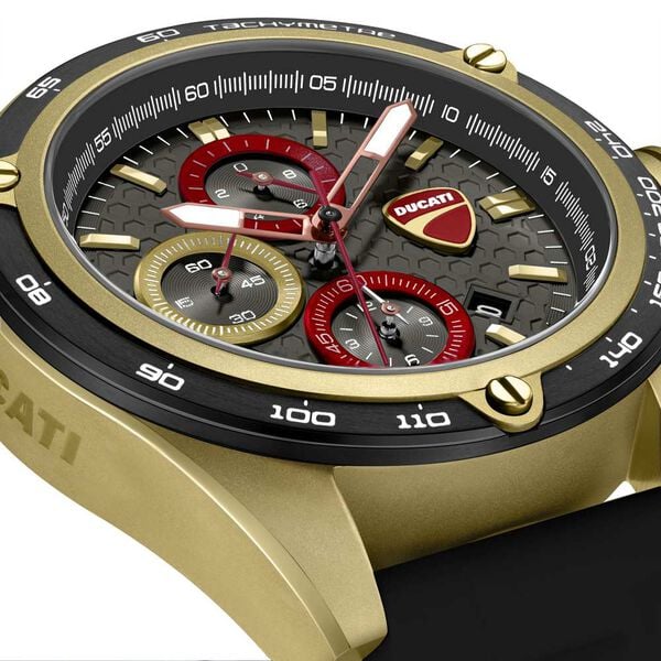 Ducati Quartz Chronograph Grey Dial Black Silicone Strap Watch For Men - image number 3