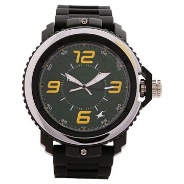 Fastrack Quartz Analog Green Dial Leather Strap Watch for Guys