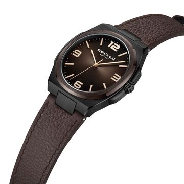 Kenneth Cole Quartz Analog Brown Dial Brown Leather Strap Watch for Men