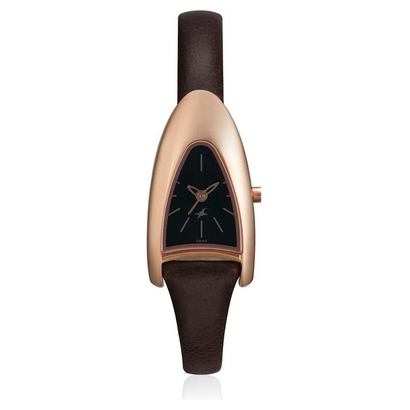 Fastrack Quartz Analog Black Dial Leather Strap Watch for Girls