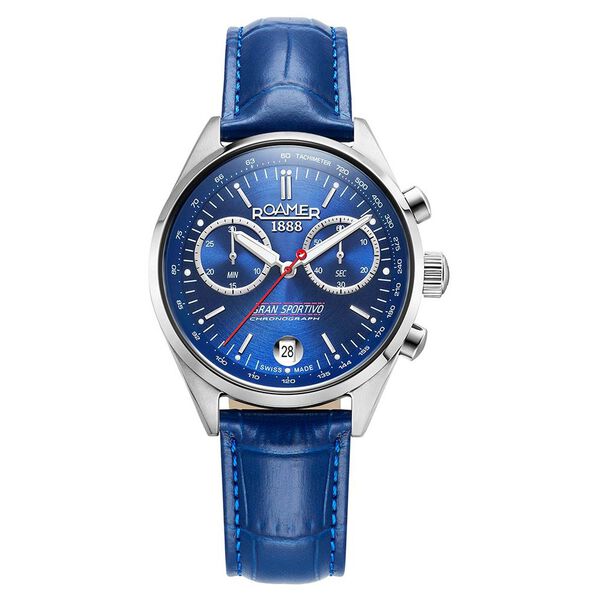 Roamer Gran Sportivo Quartz Chronograph With Date Blue Dial Silver Stainless Steel Strap Watch For Men - image number 1