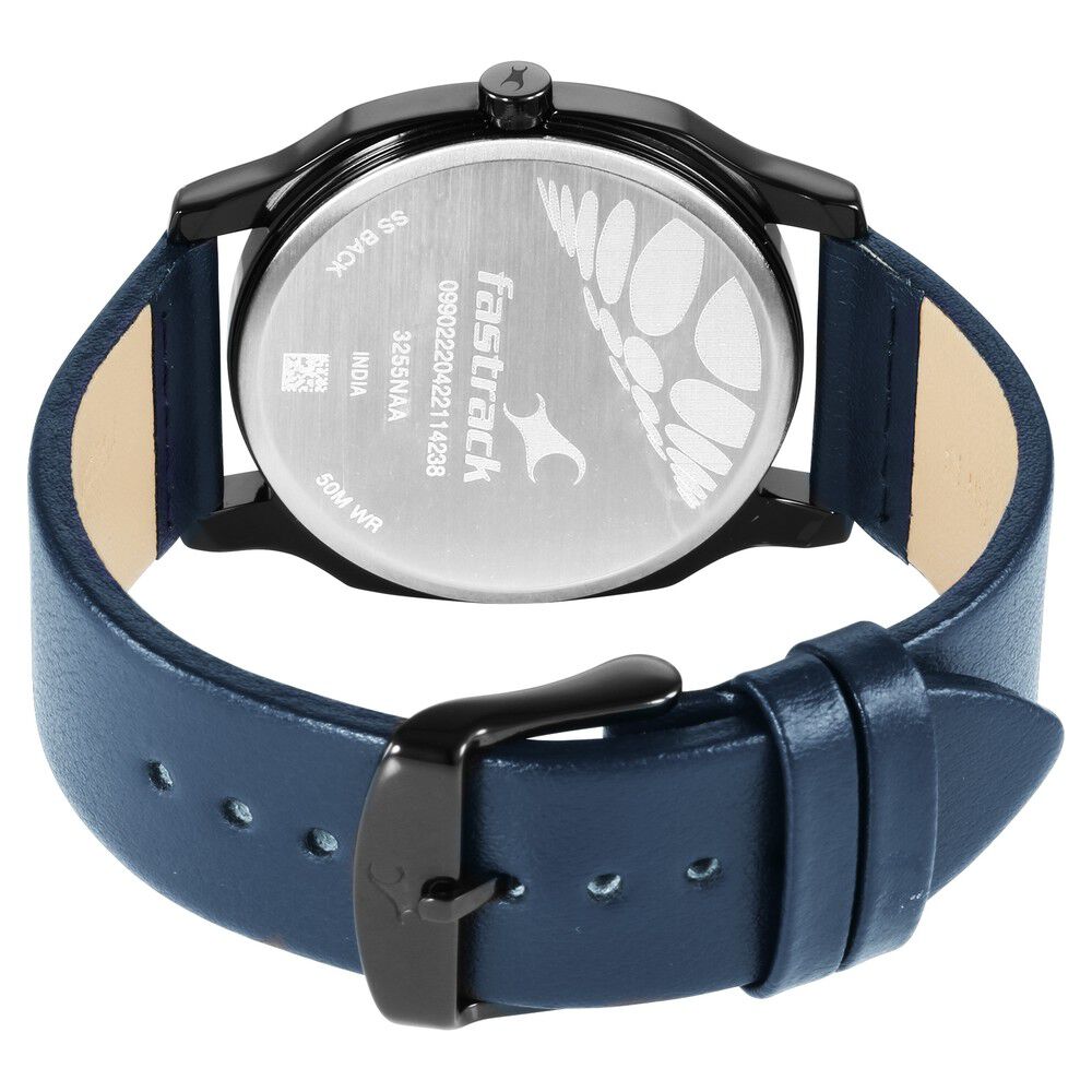 Buy Online Fastrack Stunners Quartz Analog Blue Dial Leather Strap Watch for Guys ns3255nl03 Titan