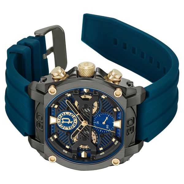 Police Multifunction Blue Dial Blue Color Silicone Strap Watch For Men - image number 2
