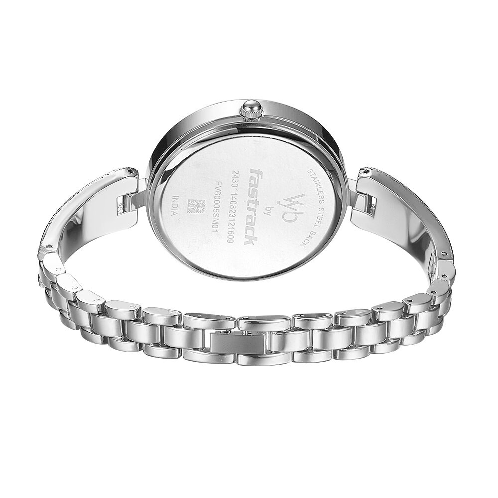 Buy Online Vyb by Fastrack Quartz Analog Silver Dial Metal Strap