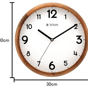 Titan Wooden Wall Clock White Dial and Silent Sweep - 30 cm x 30 cm (Medium)