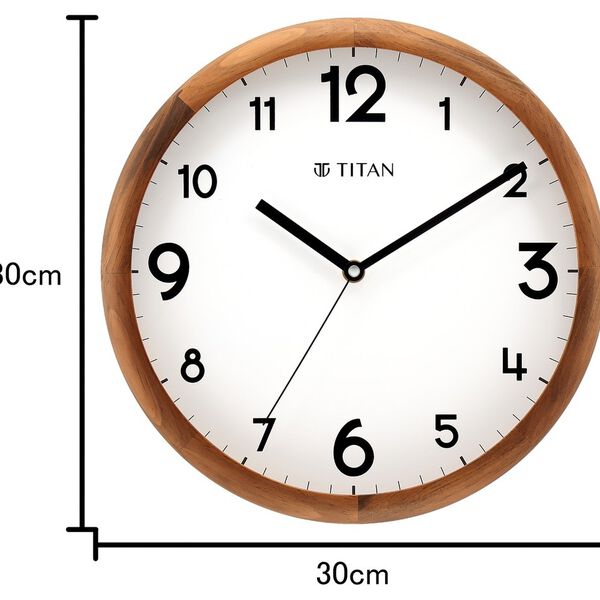 Titan Wooden Wall Clock White Dial and Silent Sweep - 30 cm x 30 cm (Medium) - image number 3