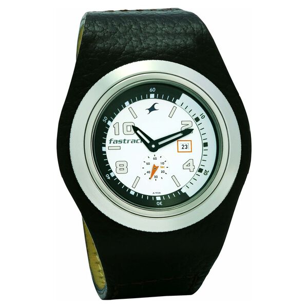 Fastrack Quartz Analog Silver Dial Leather Strap Watch for Guys - image number 0