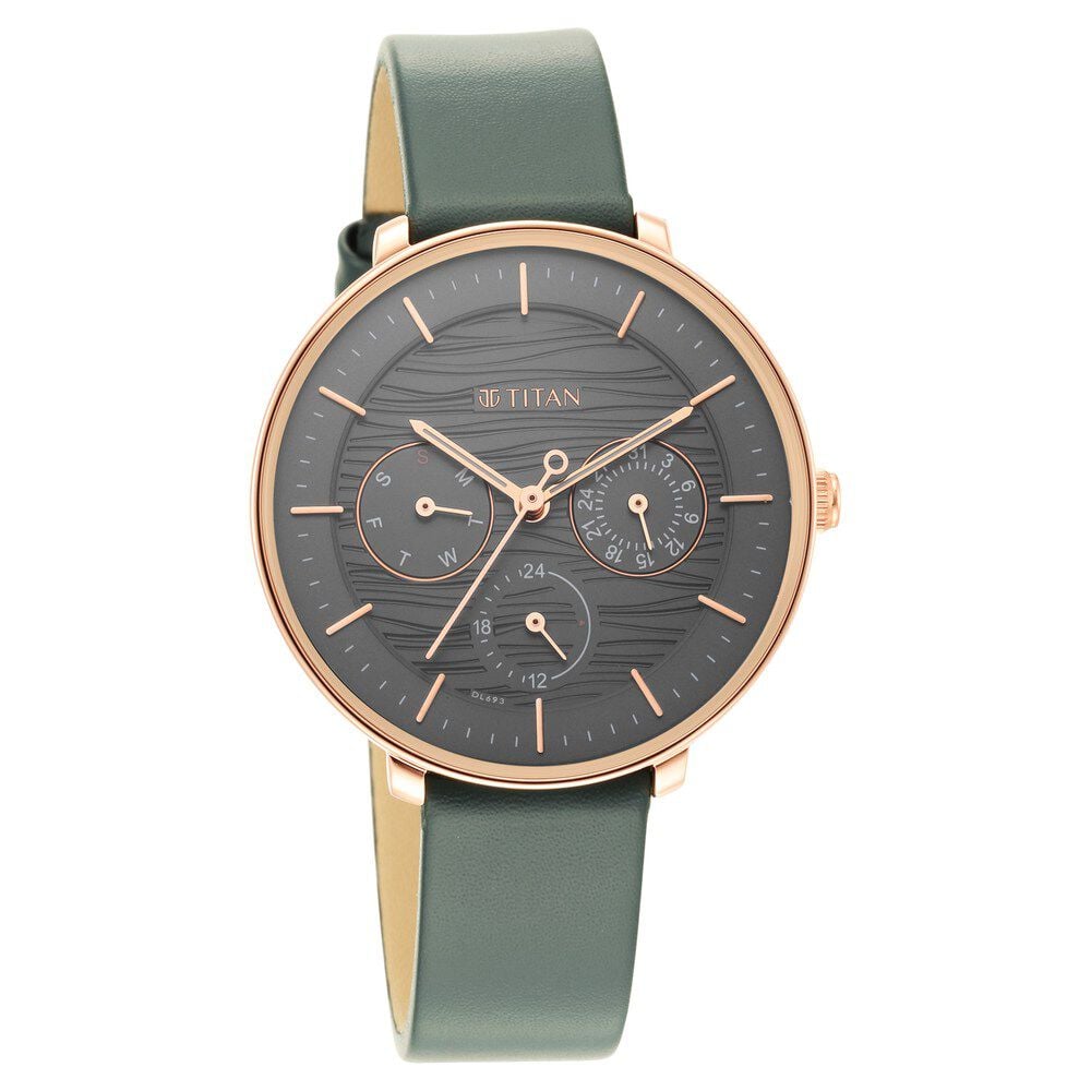 Buy Online Titan Women s Svelte Black Multi Function Watch with Leather Strap ns2651wl02 Titan