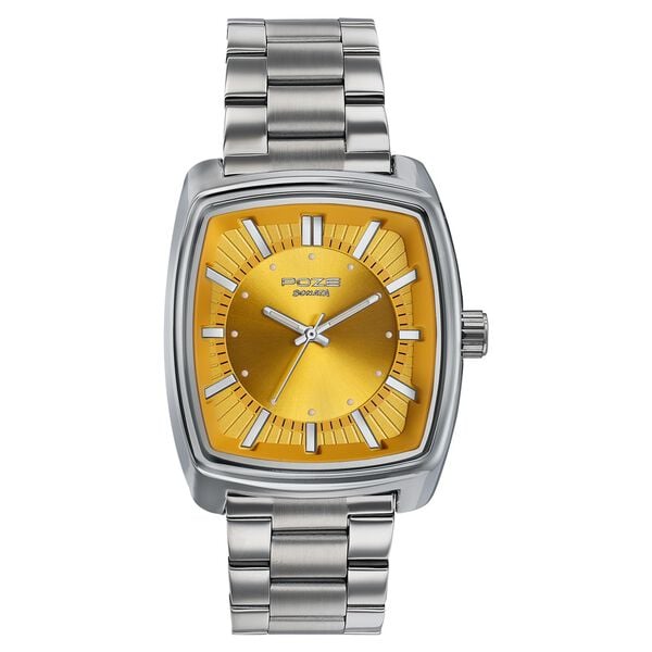 Poze Poze Quartz Analog Mustard Dial Silver Metal Strap Watch For Men - image number 1
