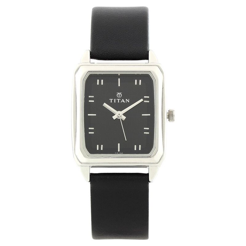 Titan Quartz Analog Black Dial Leather Strap Watch for Men